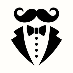 Smoking SVG, Bigode PNG, Clipart de Terno de Noivo, Vetor para Festa de Casamento, Decoração Engraçada de Solteiro(a), Arquivo de Corte para Chá de Panela, Download de Design de Convite