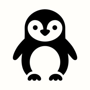 Lindo pingüino SVG, bebé pingüino PNG, vector animal del Ártico, ilustración de vida silvestre de invierno, adorable clipart de dibujos animados, silueta de ave antártica