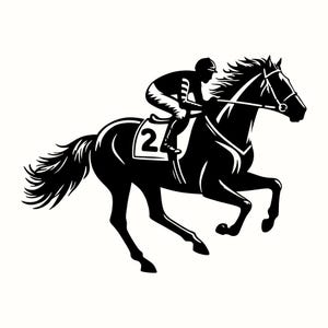 Racehorse SVG, Jockey Silhouette PNG, Equestrian Clipart, Horse Racing Vector Art, Sports Horse Printable, Cricut Race Horse, Laser Cut File