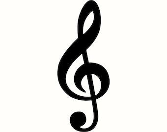 Clave de sol SVG, clipart de nota musical PNG, silueta de símbolo musical, calcomanía de partitura, icono musical transparente, vector de llave de violín para Cricut
