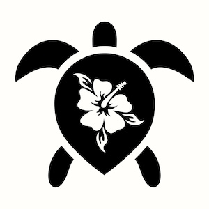 ウミガメのハイビスカスウェーブ SVG + PNG セット - ハワイアン