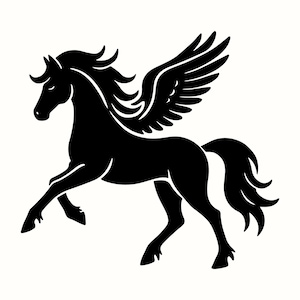 Pegasus SVG, Mythical Horse PNG, Flying Winged Horse Clipart, Elegant Fantasy Creature Vector, Magical Decor Cut File, Kids Room Art Design