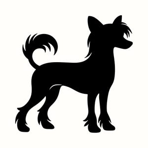 Chinese Crested SVG, Toy Dog Clipart, Hairless Dog Silhouette PNG, Chinese Crested Vector Art, Dog Lover Decal Design, Pet Laser Cut File