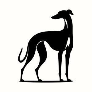 Windhund SVG, Whippet Silhouette PNG, elegante Windhund Clipart, stehender Hund Vektor-Kunst, Windhund-Rettungs-Aufkleber, Haustier-Gedenk-Laser-Datei