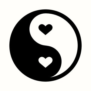 Heart Yin Yang SVG, Love Balance PNG, Spiritual T-Shirt Design, Valentines Day Clipart, Duality Symbol Graphic, Zen Art DIY Crafts for Women