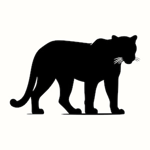 Jaguar SVG, Elegant Big Cat PNG, Leopard Art Illustration, Mountain Lion Silhouette, Safari Wildlife Graphic Design, Jungle Decor Printable