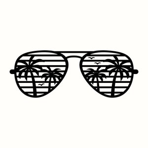 Palm Tree Sunglasses SVG, Tropical Beach PNG, Summer Party Clipart, Coastal Vacation Vector, Cricut Festival Design, Beach Decor Laser File