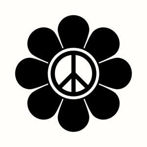 Blumen Peace Zeichen SVG, Retro Hippie PNG, 60er 70er Jahre Clipart, Groovy Floral Vektor Kunst, Boho Cricut Datei, Festival Aufkleber, druckbare Peace Symbol
