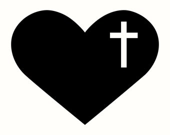 Heart Cross SVG and PNG: Christian Faith Symbol, Cross in Heart Cricut Cut File, Religious Clipart, Church Decor, Spiritual Gift Printable