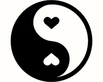 Heart Yin Yang SVG, Love Balance PNG, Spiritual T-Shirt Design, Valentines Day Clipart, Duality Symbol Graphic, Zen Art DIY Crafts for Women