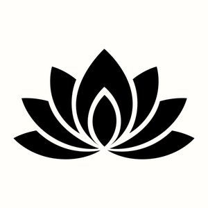 Flor de loto SVG, Namaste PNG, diseño de logotipo de camiseta zen, decoración boho chic, vector de arte natural, clipart botánico negro, silueta de flora floreciente