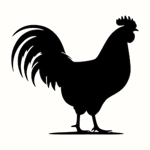 Rooster SVG, Farm Animal PNG, Chicken Silhouette, Country Kitchen Decor, Barnyard Clipart, Rustic Farmhouse Download, Flightless Bird Decal