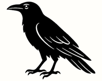Crow SVG, Raven Silhouette PNG, Black Bird Cut File, Cricut Wildlife Clipart, Corvid Craft Design, Laser Engraving, Digital Download