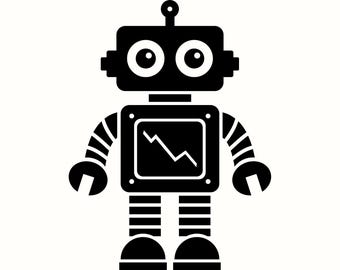 Robot SVG en PNG: Cute Tech Robot Silhouette voor Cricut Projects, Kids STEM Design, Ai Clipart, Sci-Fi Craft-bestand