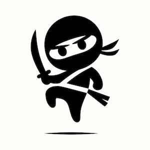 Ninja Cartoon SVG, Stealth Warrior PNG, Martial Arts Clipart, Cute Samurai Vector, Anime Shirt Design, Flying Assassin Art, Sword Silhouette