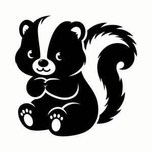 Baby Skunk SVG, Woodland Animal Clipart PNG, Cute Skunk Silhouette, Forest Wildlife Vector, Rustic Cabin Decor Design, Laser Cut Animal File