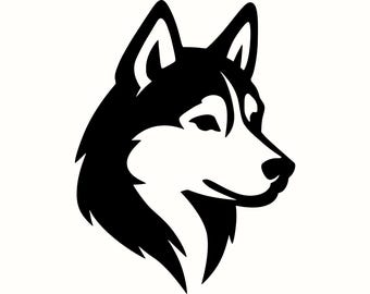 Husky SVG, silhouette di razza canina PNG, elegante design per decorazione murale con Husky, regalo per amanti dei cani, decorazione con Siberian Husky