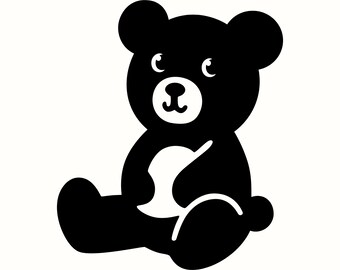Niedźwiedź SVG i PNG: Sylwetka misia, Clipart leśnych zwierząt, Dekoracje do pokoju dziecięcego, Plik Cricut Cut, Wydruk do pokoju dziecięcego