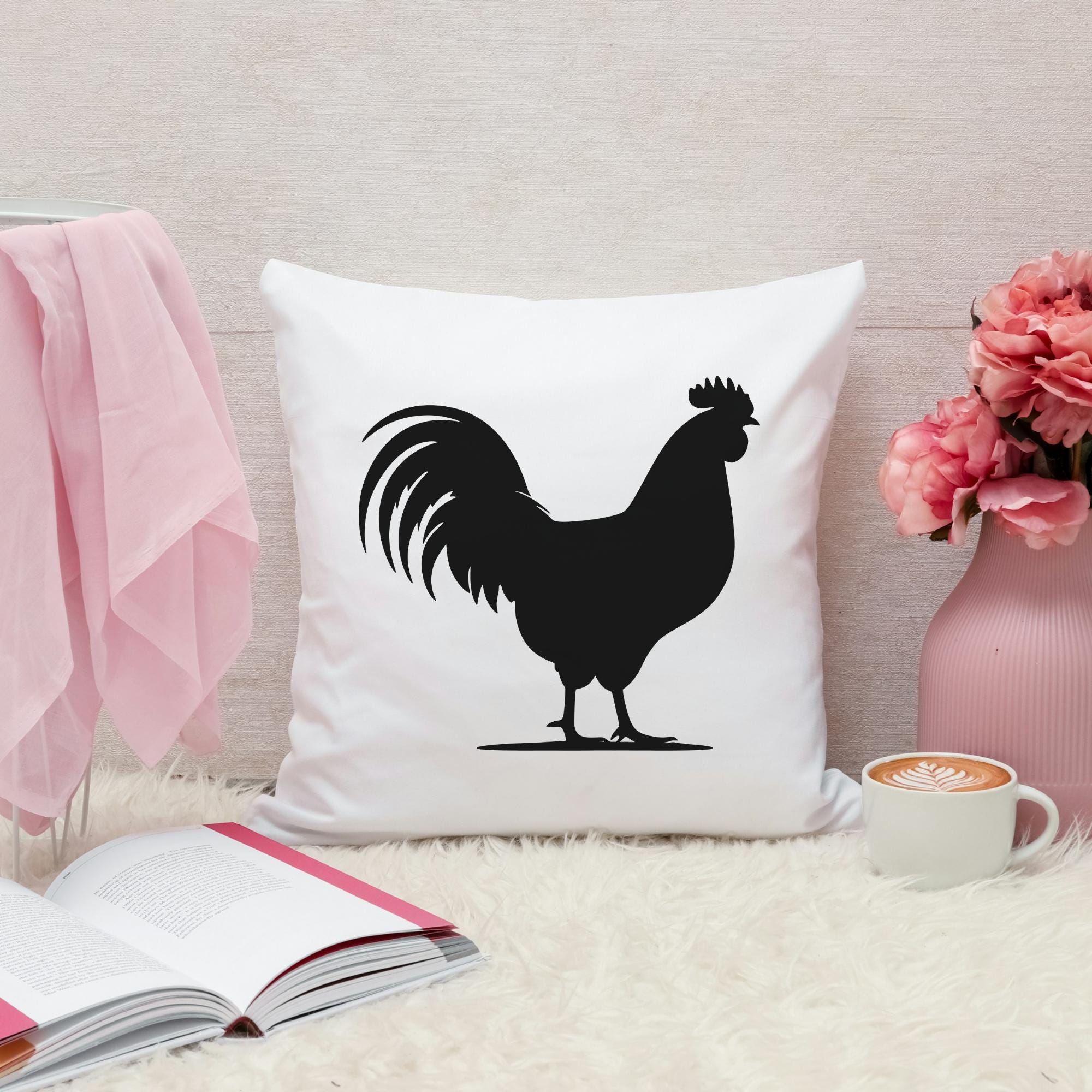 Rustic Chicken Vector Rooster SVG and PNG: Rustic Farmhouse Chicken Silhouette for Cricut ...