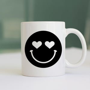 Smiley Face SVG and PNG: Heart Eyes Silhouette for Cricut Projects ...