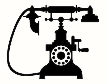 Vintage telefoon SVG, roterende telefoon PNG, antieke telefoon Cricut gesneden bestand, retro telefoon silhouet, ouderwetse muurkunst