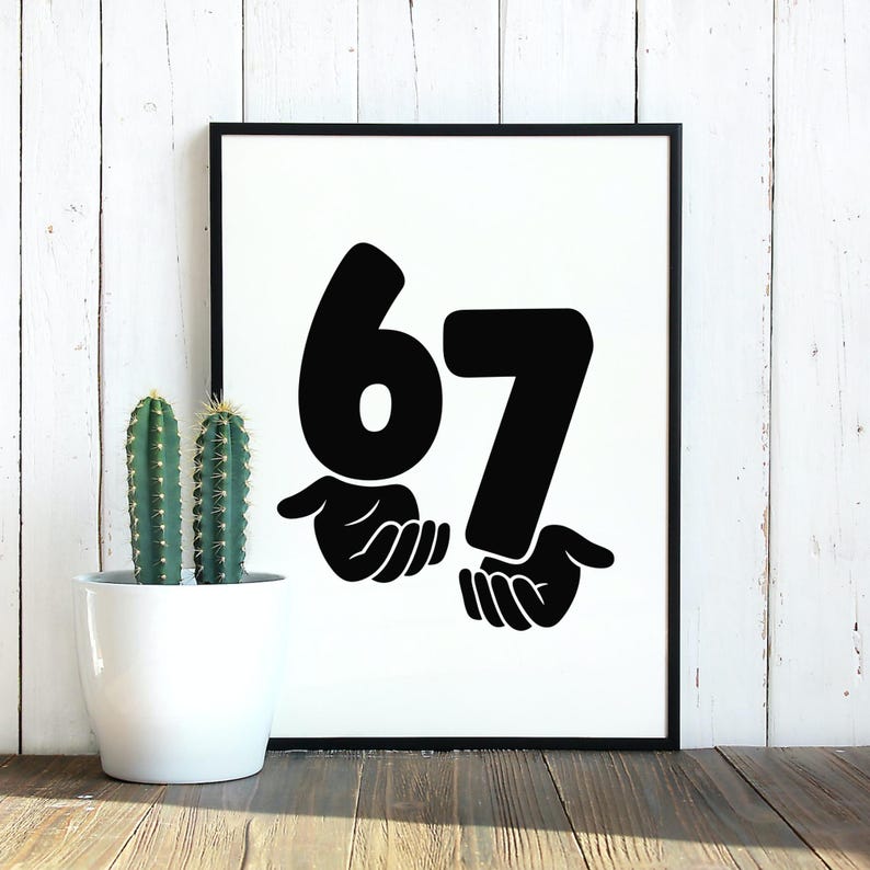 Six Seven Meme SVG, 67 Hand Sign PNG, Gen Alpha Slang Humor Shirt ...