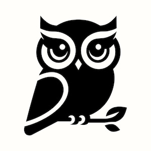 Baby Owl SVG, Adorable Owl Silhouette PNG, Woodland Bird Clipart, Owl on Branch Vector Art, Printable Nursery Decor, Cricut Laser Cut File