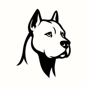 Dogo Argentino SVG, Dogo Face Silhouette PNG, Printable Guard Dog Clipart, Pet Memorial Vector Art, Bully Breed Decal, Laser Cut Dog File