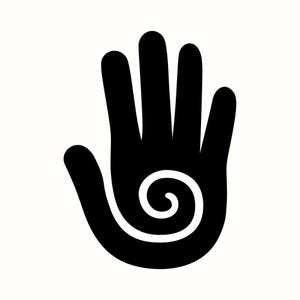 Spiral Hand SVG, Swirly Palm PNG, Boho Spiritual Clipart, Zen Art Vector, Yoga Tee Design, Bohemian Illustration, Peaceful High Five Graphic