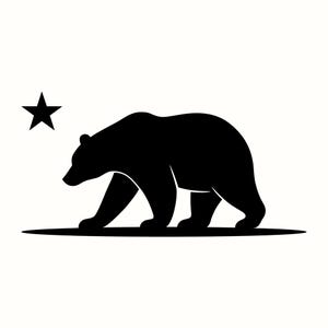 California Republic Bear SVG, Golden State Flag PNG, Rustic Cali Clipart, Bear Silhouette Vector, Patriotic Craft File, Vintage Shirt Design