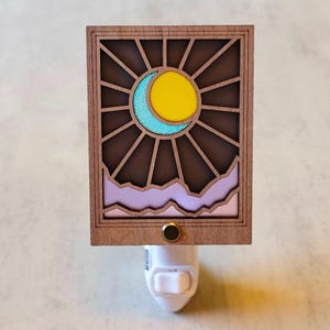 Sun and Moon Night light, Celestial theme decor, Wall plug in, Unique gift for friends and family
