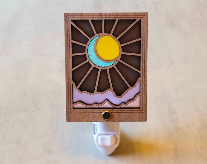 Sun and Moon Night light, Celestial theme decor, Wall plug in, Unique gift for friends and family