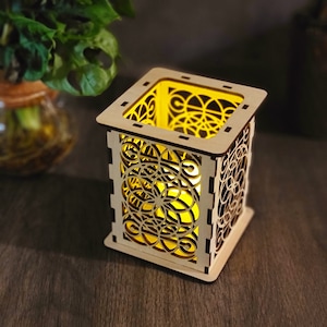 Tealight Lantern, Led candle holder, table centerpiece, Boho home decor