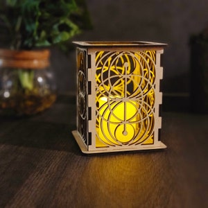 Lunar Priestess Laser Cut Wooden LED Candle Lantern; Wooden Lantern; Tealight Lantern; Lasercut Lantern; Wooden Accent Light | Table Lantern