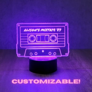 Personalized Cassette Tape LED Light | Retro Mixtape Nightlight