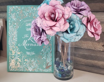 Little Mermaid themed themed book page flower bouquet