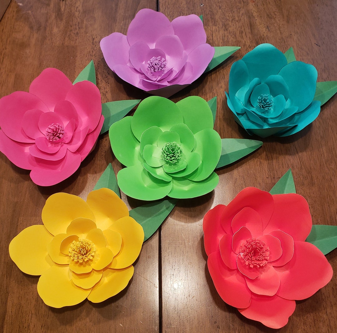 Set of 6 Wall Hanging Cardstock Paper Flowers Great for Party Decor Etsy