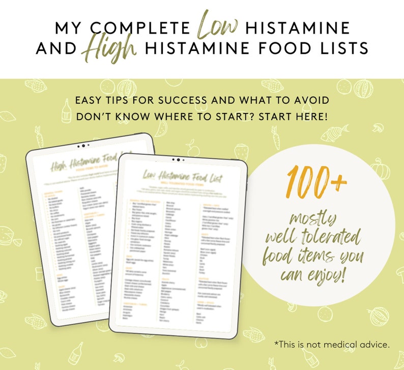 LOW & HIGH HISTAMINE Food Lists / Low Histamine Diet Grocery Lists