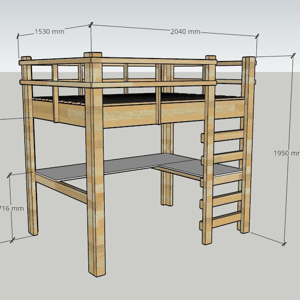Double Loft Bed With Desk Plans & Instructions (Easy)
