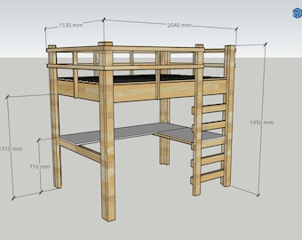 Double Loft Bed With Desk Plans & Instructions (Easy)