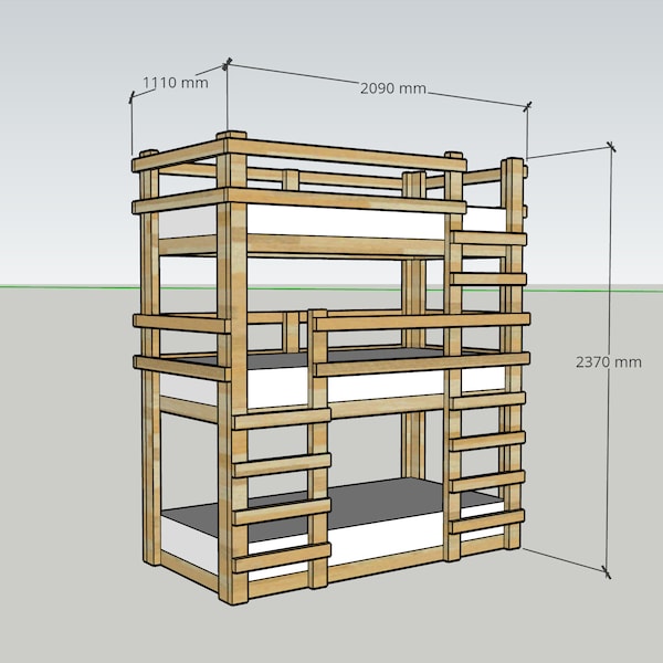 Triple Bunk Bed Plans and Instructions (Easy)