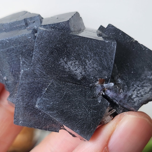 High Quality Bismuthinite included Cubic Fluorite Cluster