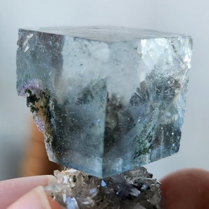 Perfect Glassy Blue Cubic Fluorite - W/ Phantoms, Chlorite, and Quartz