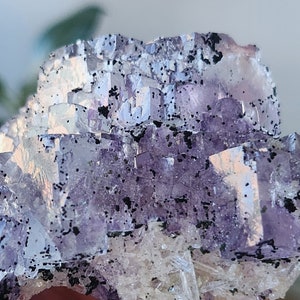 Glassy Stepped Purple Phantom Fluorite Specimen w/ Needle Quartz Clusters and Chlorite Speckles - From Yaogangxian