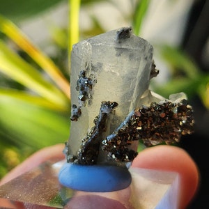 Single Column of Calcite with Shining Pyrite - From Anhui - Thumbnail Specimen