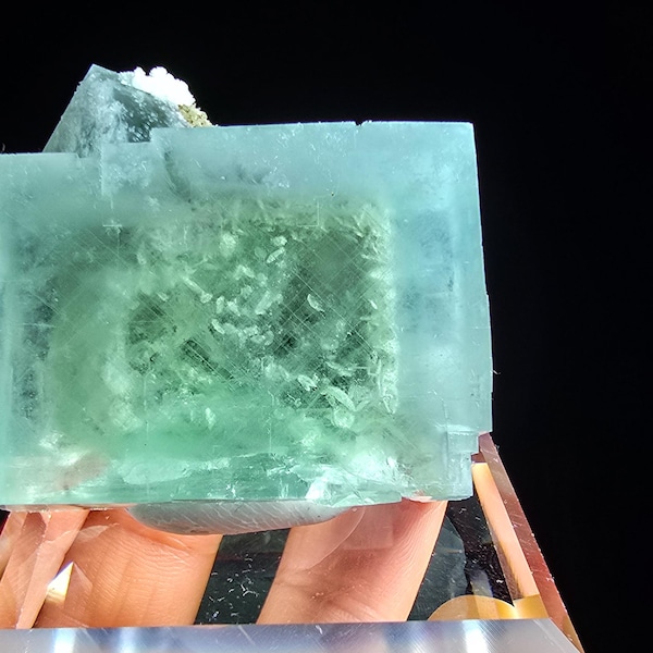New Find - Calcite Coated Fluorite Inside Glassy Fluorite Cubes - From Zhejiang
