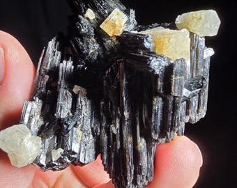 Goshenite on Black Tourmaline - From Namibia