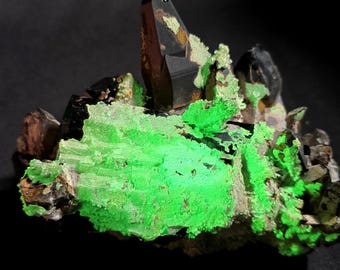3.2LBS (1.47kg) Giant Hyalite Coated Black Tourmaline and Smoky Quartz - From Namibia