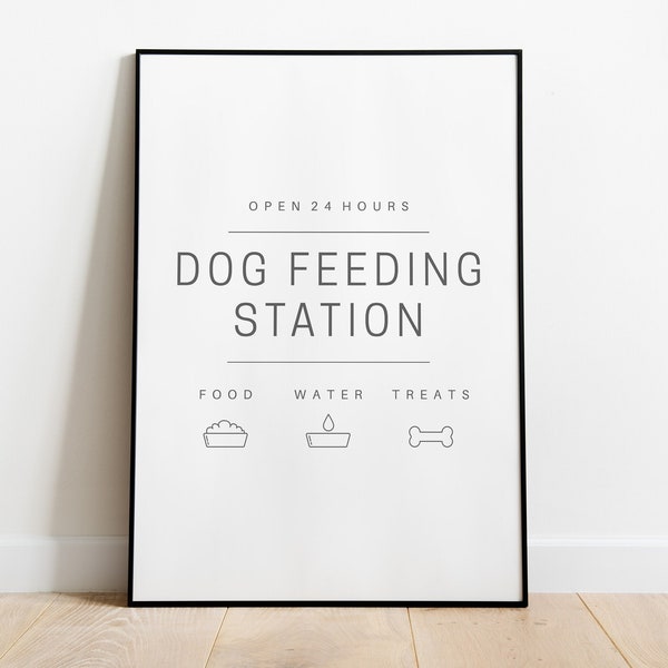 Dog Feeding Station Print | Dog Food Sign | Dog Care | Dog Lover Print | doggy diner | Modern Wall Decor | Printable | Digital Download