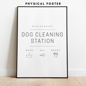 Dog Cleaning Station Matte Poster | Dog Wash & Bath Art | Dog Laundry Room Decor | Mudroom Care Sign | Dog Wall Art | Vertical Matte Poster